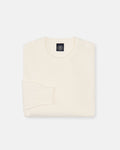 Ecru Fine Knit Cotton Crewneck Sweater