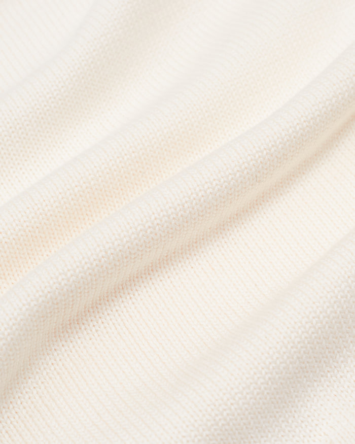 Ecru Fine Knit Cotton Crewneck Sweater