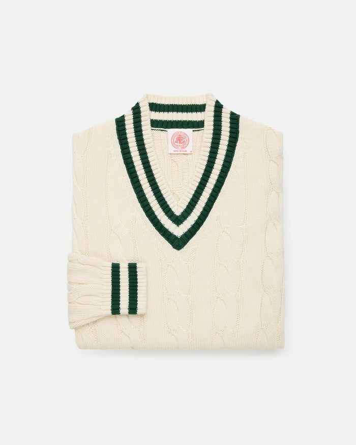 Ecru & Hunter Cotton Cricket Sweater