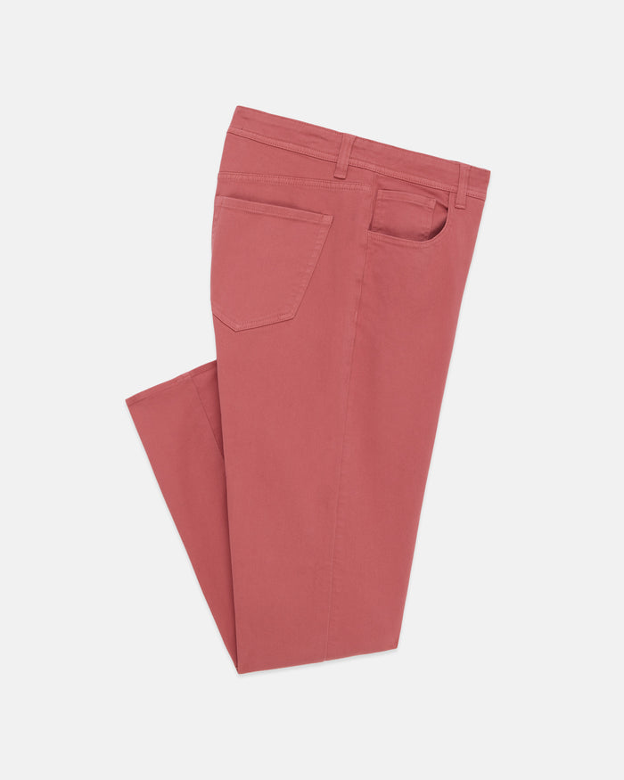 Faded Red 5-Pocket Cotton Twill Pant