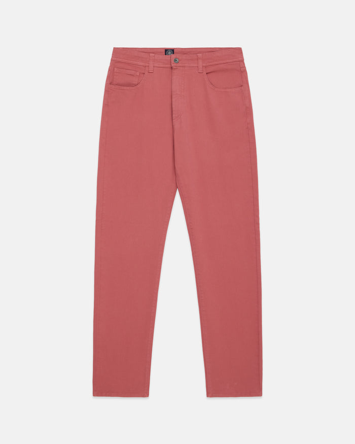 Faded Red 5-Pocket Cotton Twill Pant