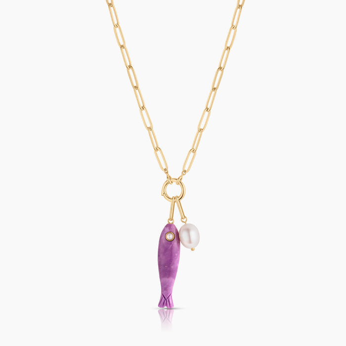 Fortuna Purple Mica Fish Colette Necklace