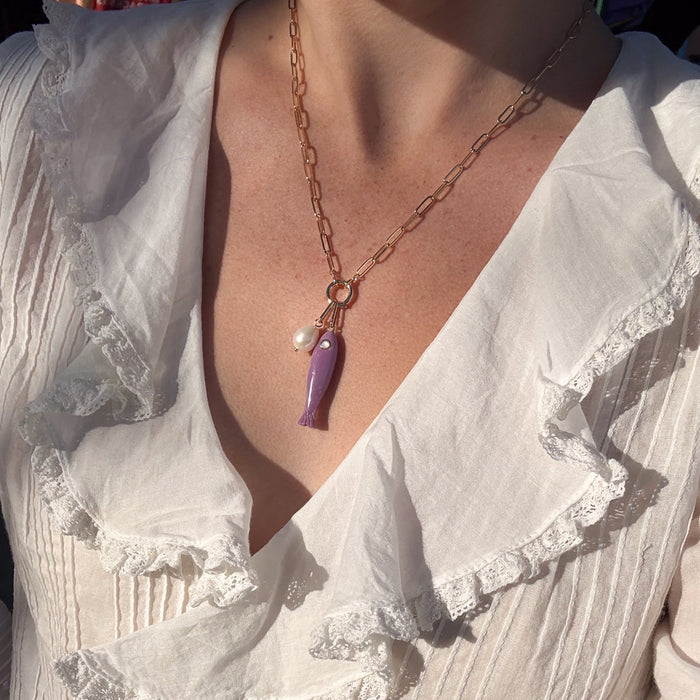 Fortuna Purple Mica Fish Colette Necklace