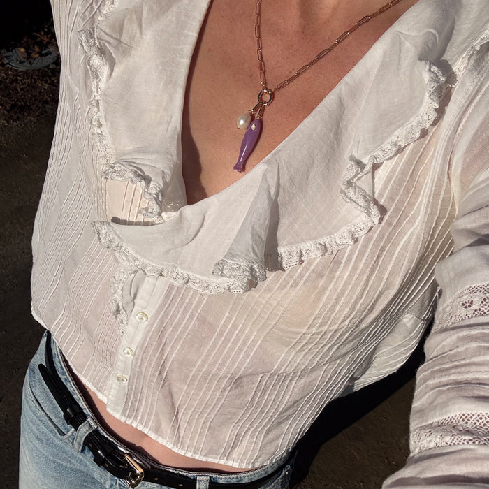 Fortuna Purple Mica Fish Colette Necklace