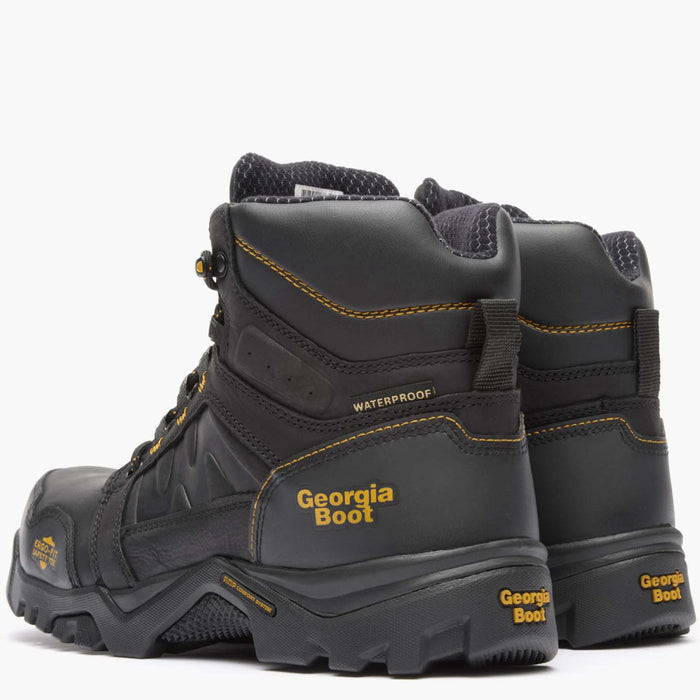 Pair of black Georgia Boot hiking boots on a white background