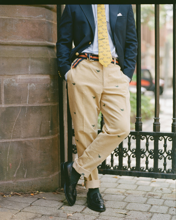 Grasshopper Club Embroidered Corduroy Pant