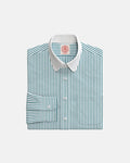 Green Butcher Stripe White Club Collar Custom Shirt