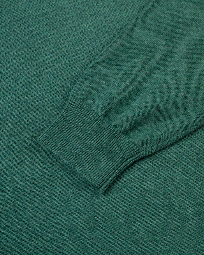 Green Cotton-Cashmere V-Neck Sweater