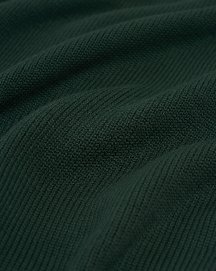 Green Fine Knit Cotton Crewneck Sweater