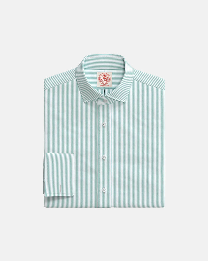 Green University Stripe Oxford English Spread Collar Custom Shirt