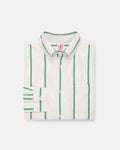 Green Woven Stripe Brushed Button Down Sport Shirt