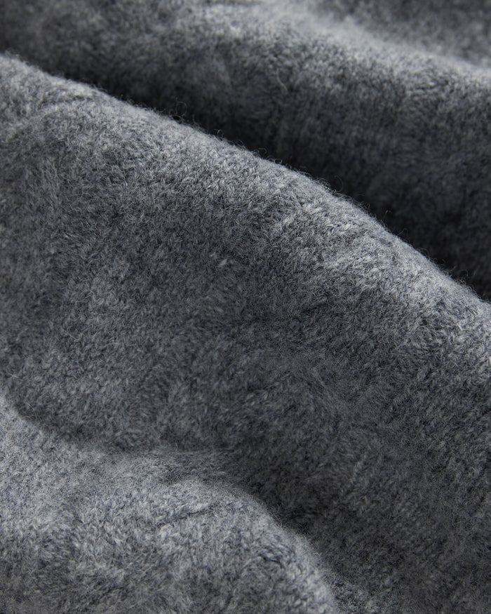 Grey Lambswool Cable Crewneck Sweater