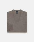 Grey Lambswool V-neck Sweater