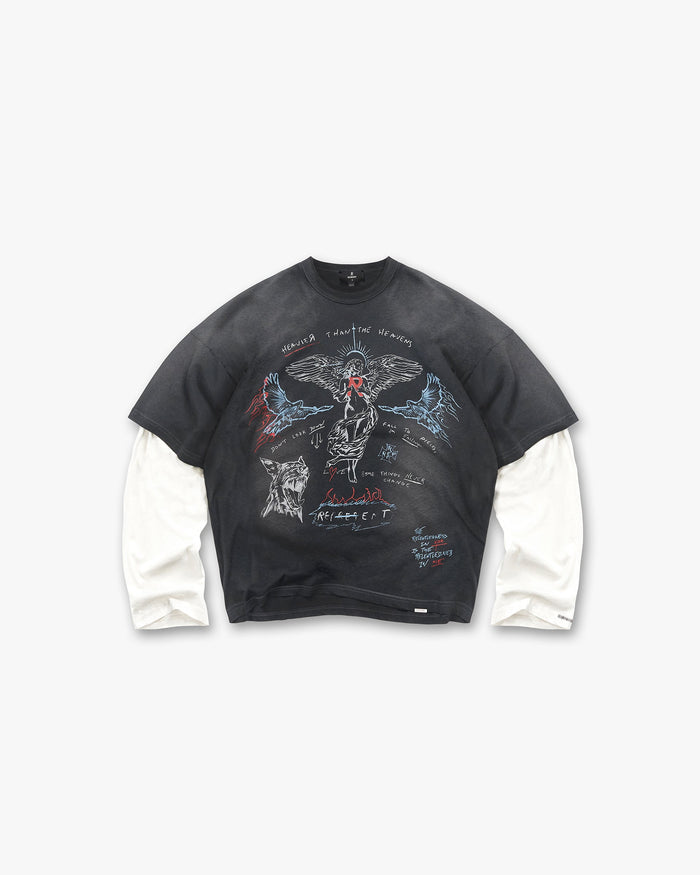 Heavier Than The Heavens Long Sleeve T-Shirt - Washed Black