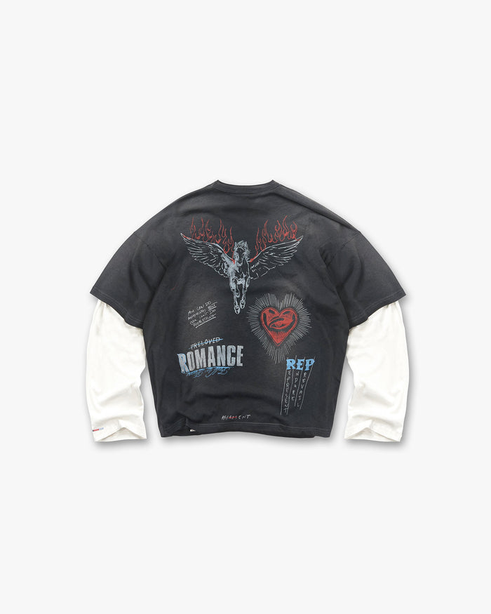Heavier Than The Heavens Long Sleeve T-Shirt - Washed Black