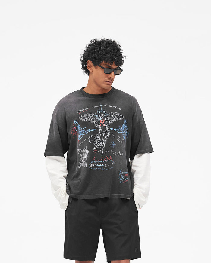 Heavier Than The Heavens Long Sleeve T-Shirt - Washed Black