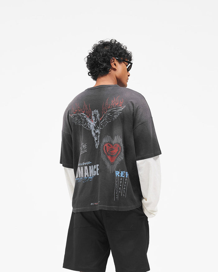 Heavier Than The Heavens Long Sleeve T-Shirt - Washed Black