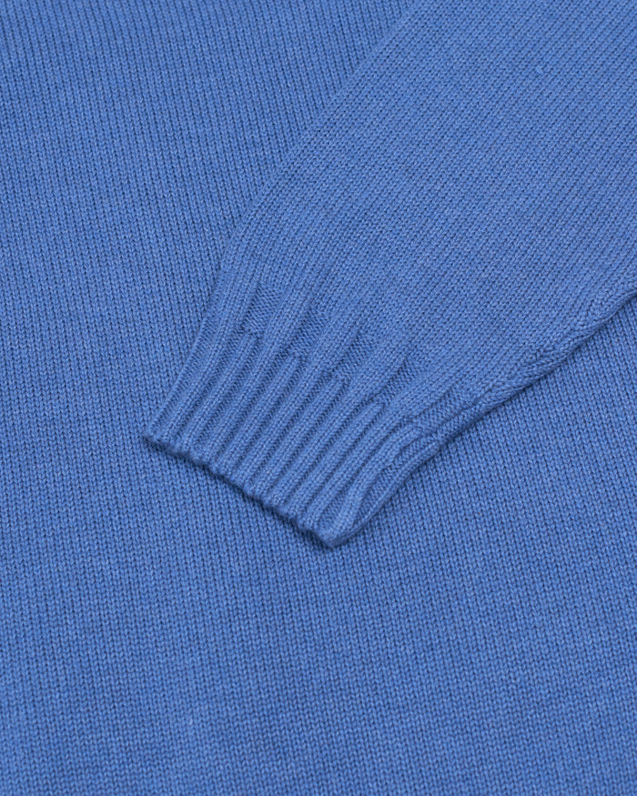 Indigo Fine Knit Cotton Crewneck Sweater