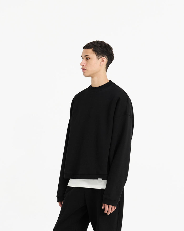 Initial Boxy Sweater - Jet Black