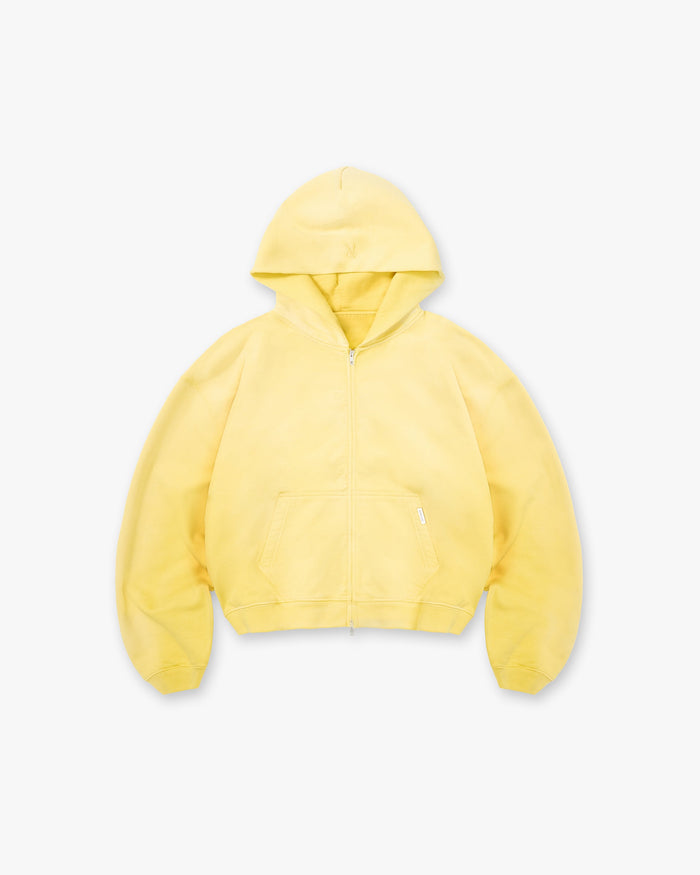 Initial Boxy Zip Through Hoodie - Canary Yellow