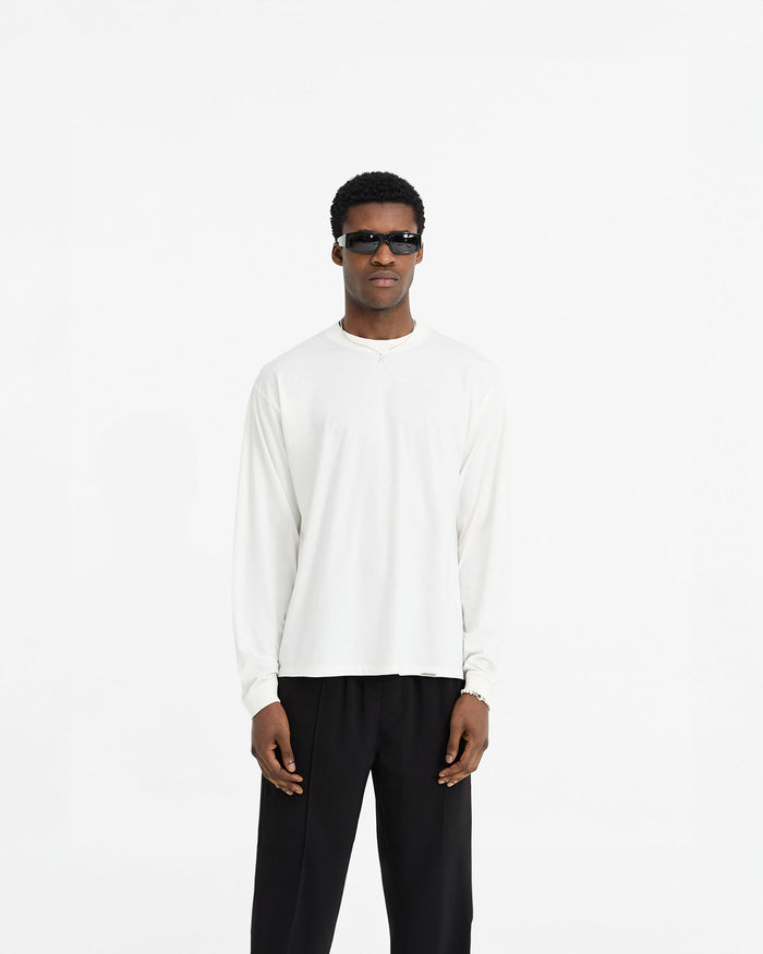 Initial Long Sleeve T-Shirt - Flat White