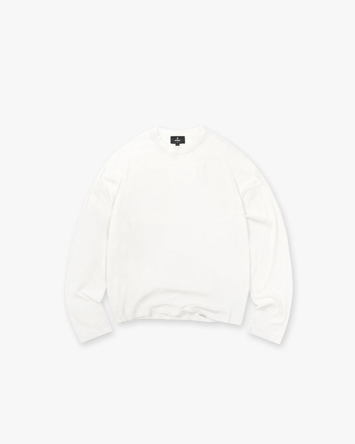 Initial Sheer Rib Long Sleeve T-Shirt - Flat White