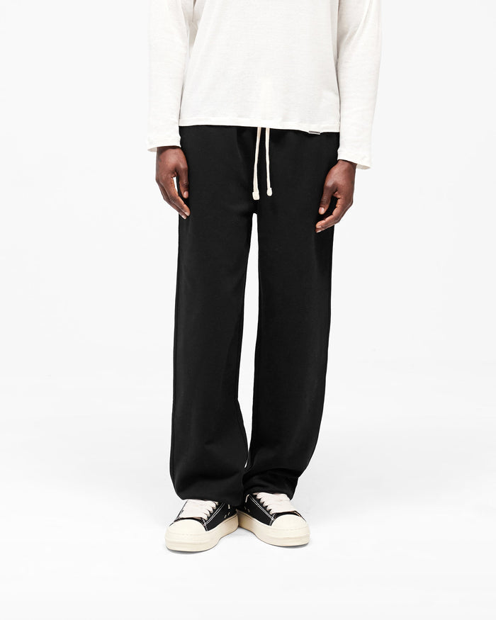 Initial Wide Leg Cuffed Sweatpant - Jet Black