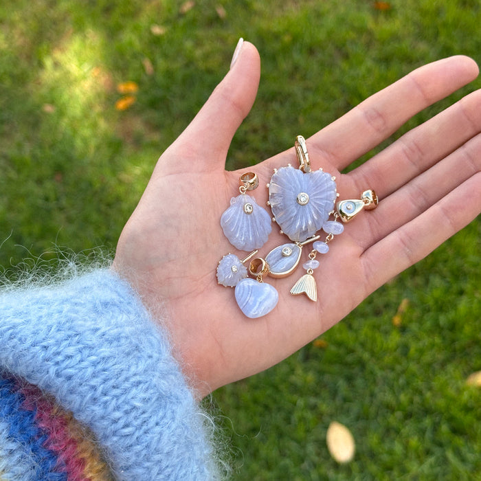 Isabel Blue Lace Heart Necklace