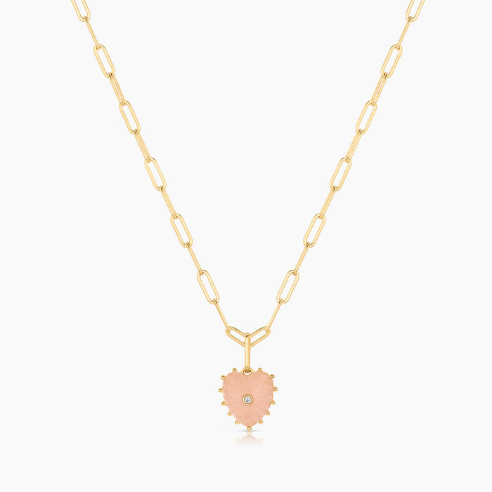 Isabel Pink Jade Heart Necklace