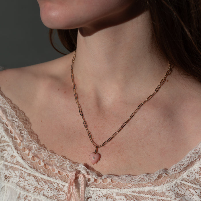 Isabel Pink Jade Heart Necklace