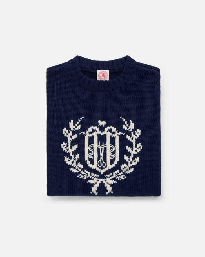 J. Press Crest Intarsia Knit Cotton Sweater
