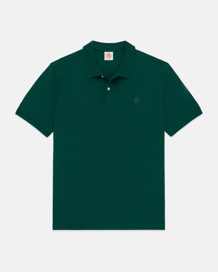 J. Press Dark Green 1902 Crest Pique Polo