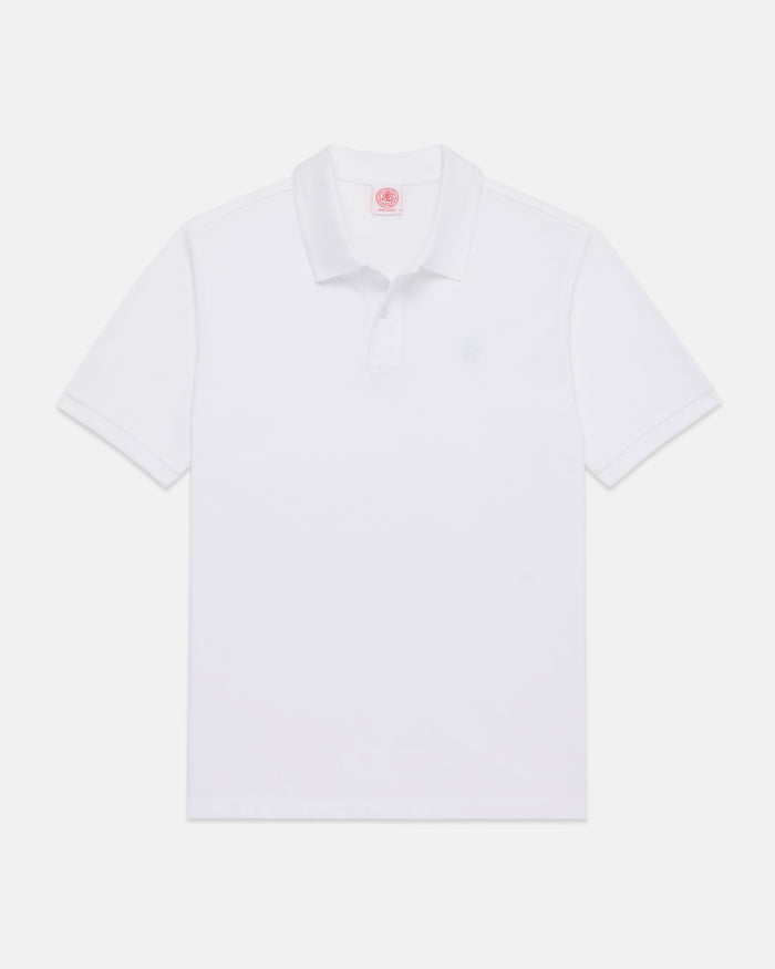 J. Press White 1902 Crest Pique Polo