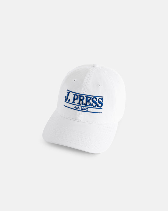 J. PRESS White & Blue Three-Bar Dad Hat