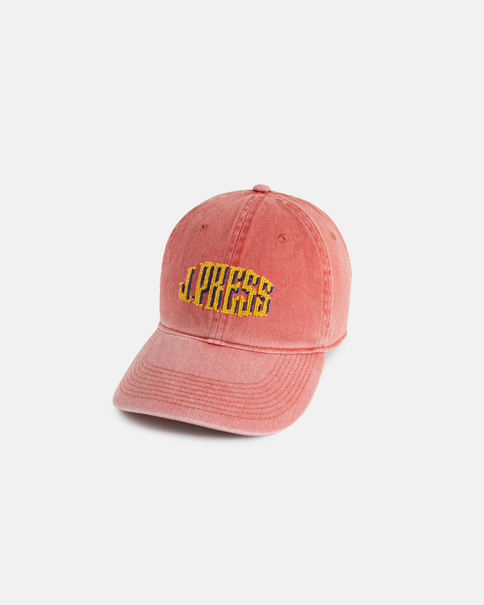 J. Press Yellow on Nantucket Red Needlepoint Hat