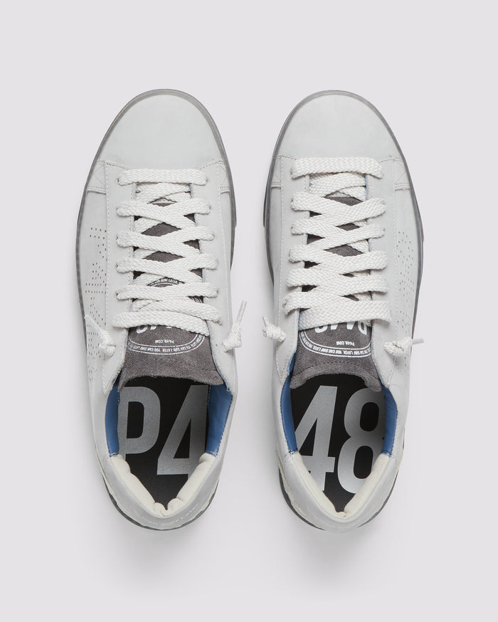 Front angle of grey sneakers