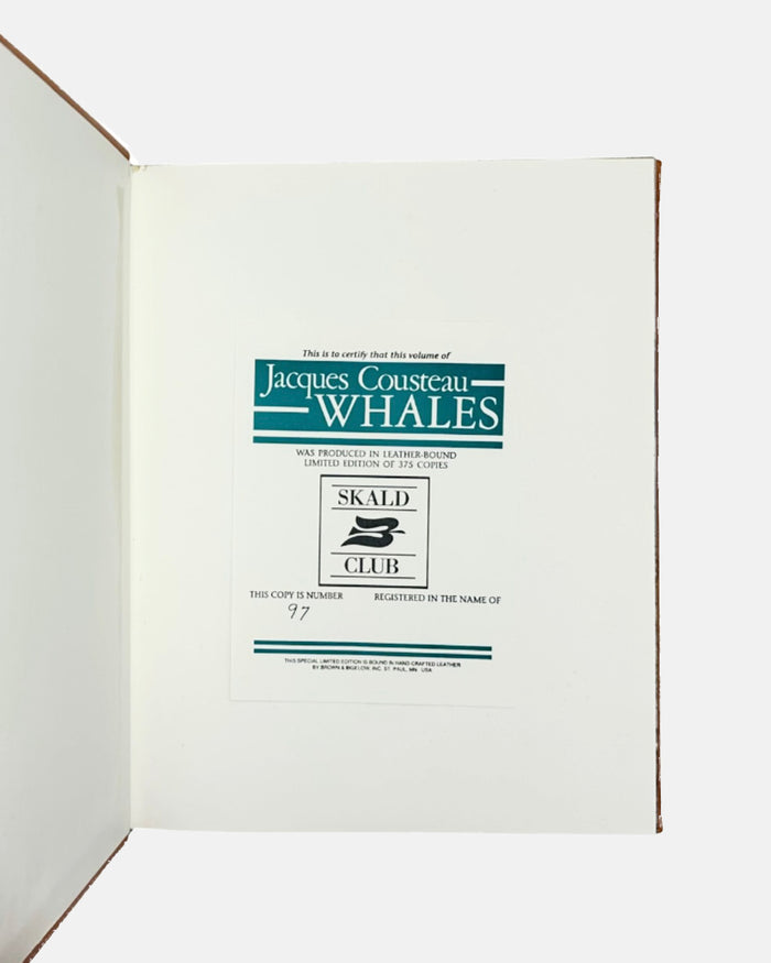 Jacques Cousteau Whales Skald Club Limited Edition 1991 Book