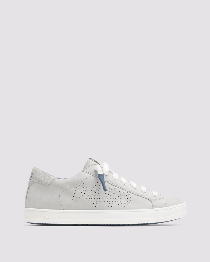 Side angle of gray sneakers