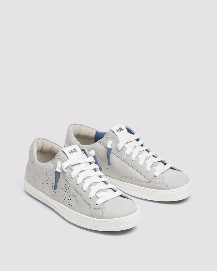 Back angle of gray sneakers