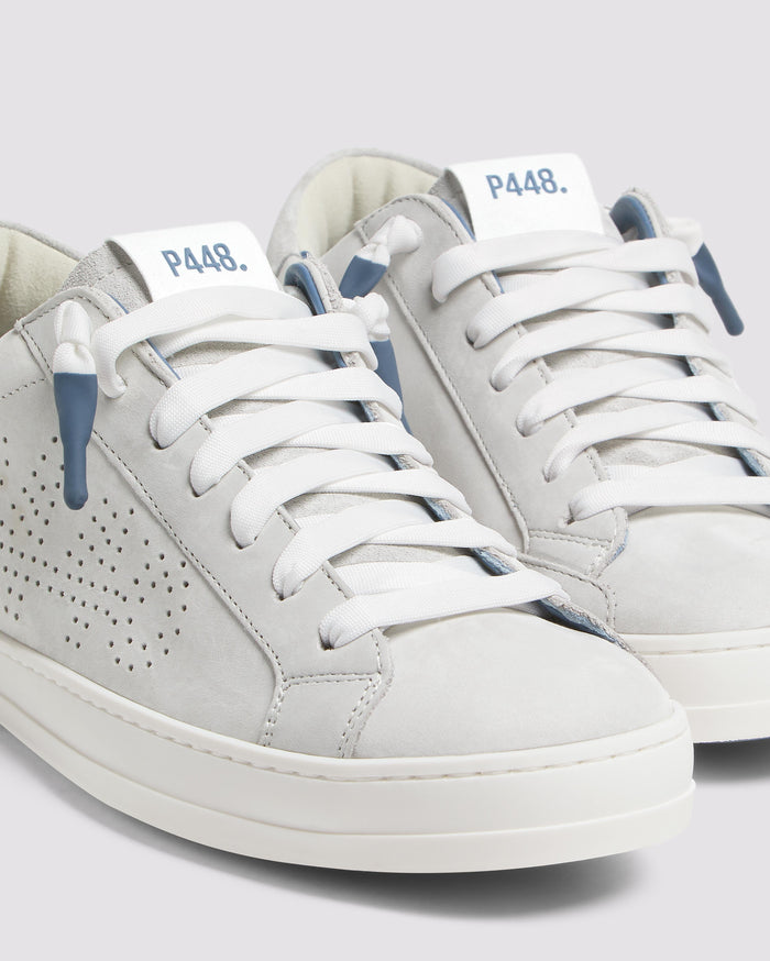 Side angle of gray sneakers