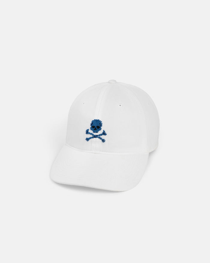 Jolly Roger White Needlepoint Hat