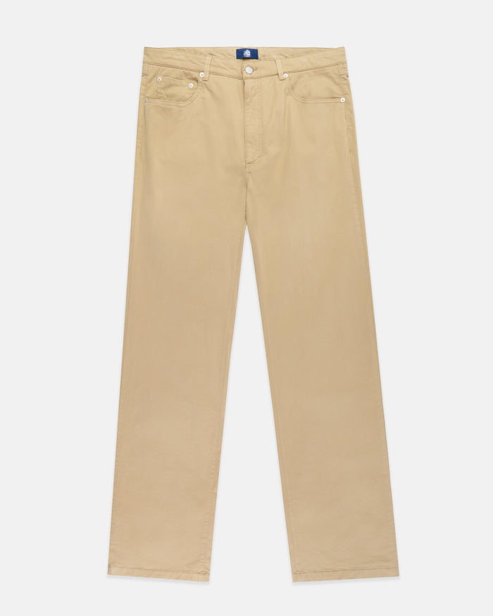 Khaki 5-Pocket Stretch Twill Pant