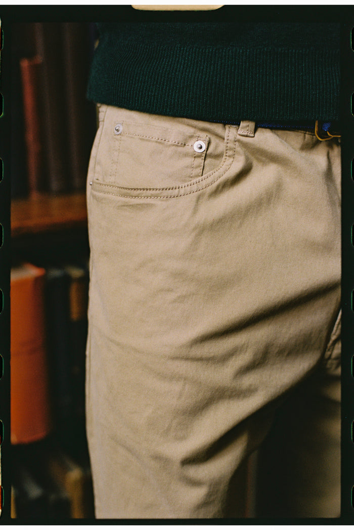 Khaki 5-Pocket Stretch Twill Pant