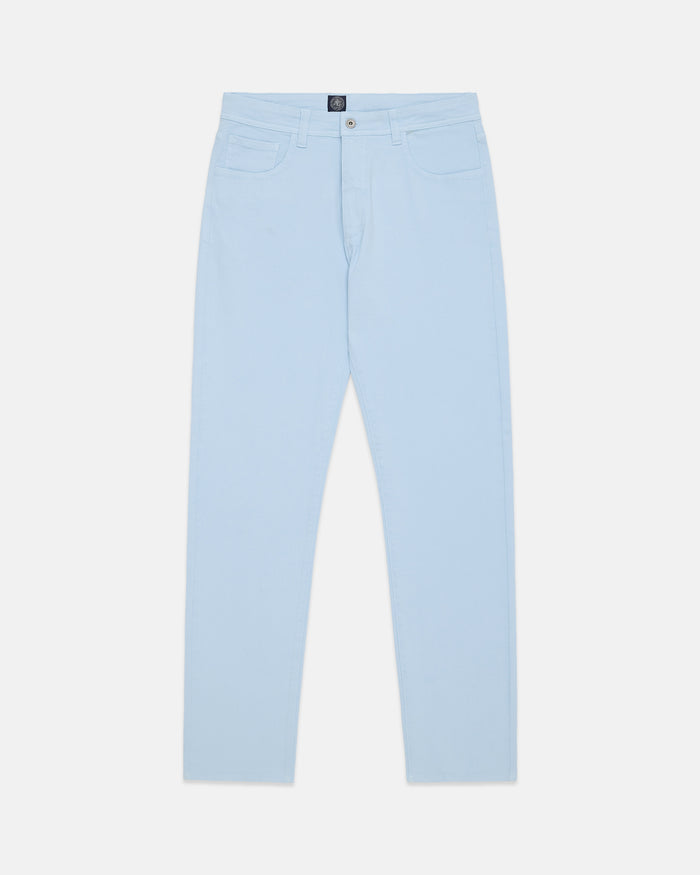 Light Blue 5-Pocket Cotton Twill Pant