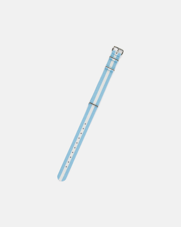 Light Blue & White Stripe Nylon Watch Strap