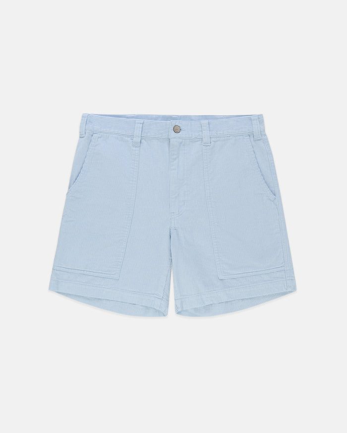 Light Blue Wide-Wale Cotton Corduroy Shorts - Trim Fit