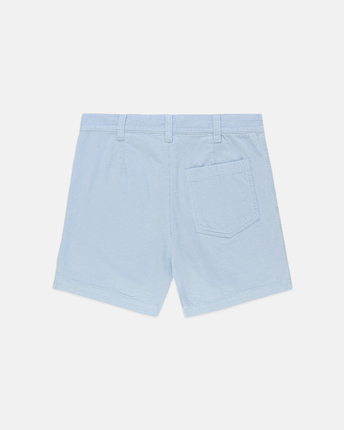 Light Blue Wide-Wale Cotton Corduroy Shorts - Trim Fit