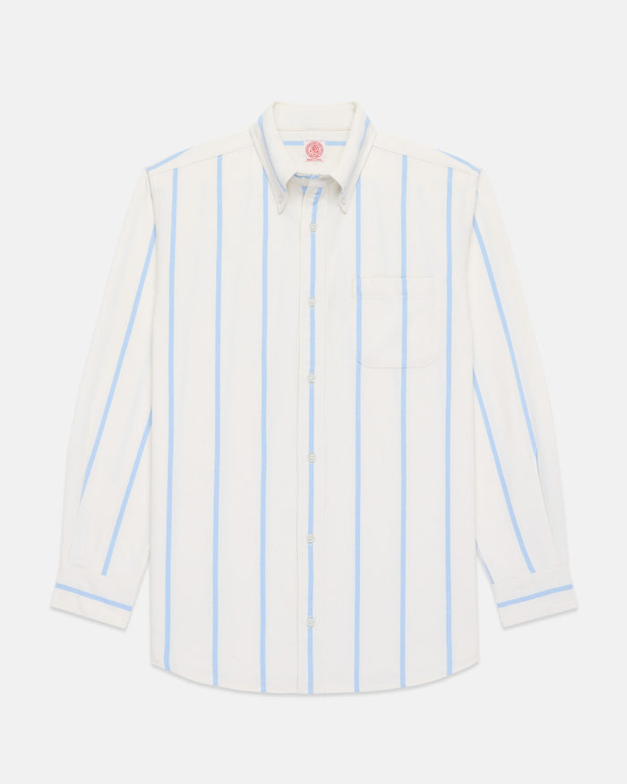Light Blue Woven Stripe Brushed Button Down Sport Shirt