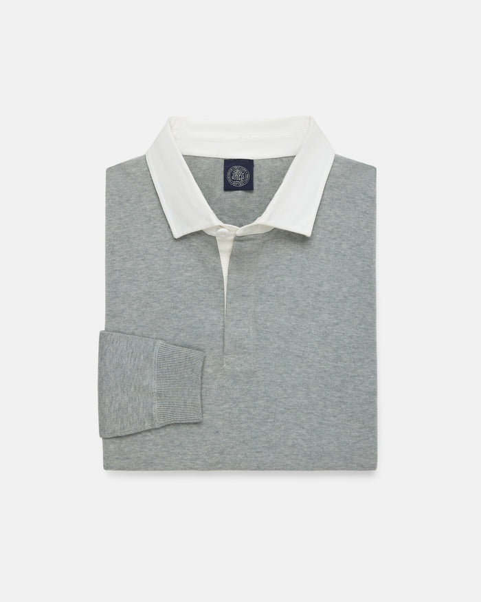Light Grey High-Twist Cotton Rugby Sweater
