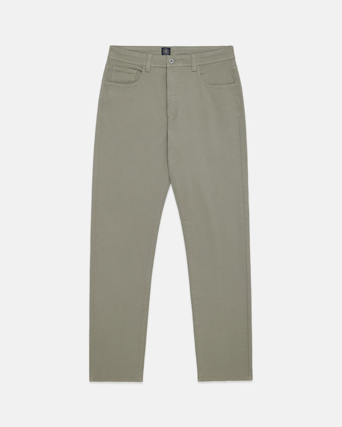 Light Olive 5-Pocket Cotton Twill Pant